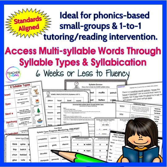 Decoding MULTISYLLABIC WORDS 6 Syllable Types SYLLABLE DIVISION Aligned to SoR - Teacher Features