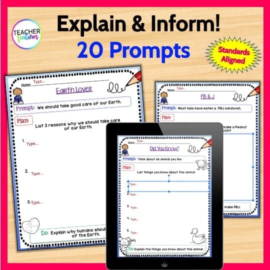 1st Grade GRAPHIC ORGANIZERS & WRITING PROMPTS Google Slides Digital Download Teacher Features
