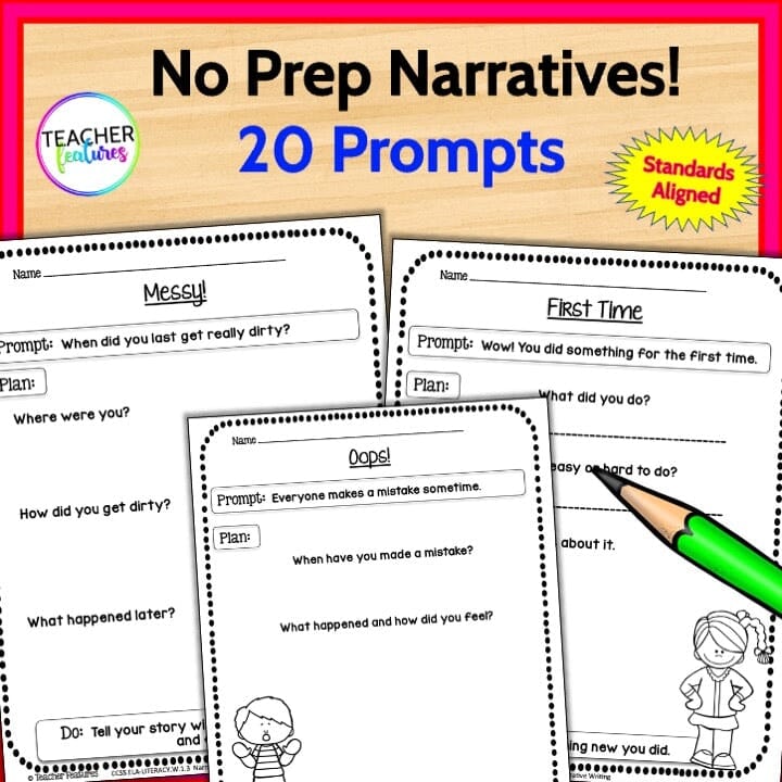 1ST GRADE Opinion Persuasive Informative Narrative WRITING PROMPTS Digital Download Teacher Features