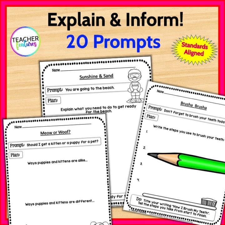 2nd GRADE Opinion Persuasive Informative Narrative WRITING PROMPTS Digital Download Teacher Features