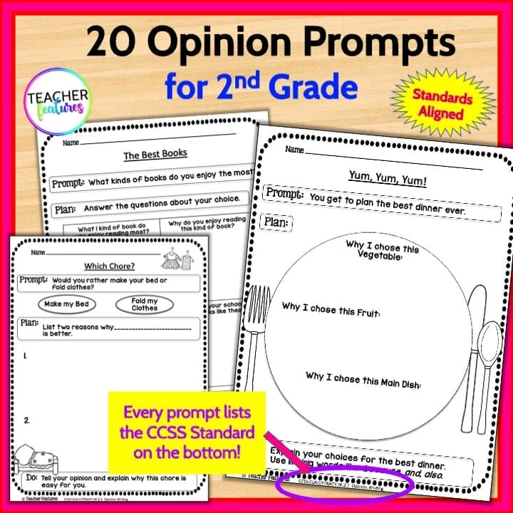 2nd GRADE Opinion Persuasive Informative Narrative WRITING PROMPTS Digital Download Teacher Features