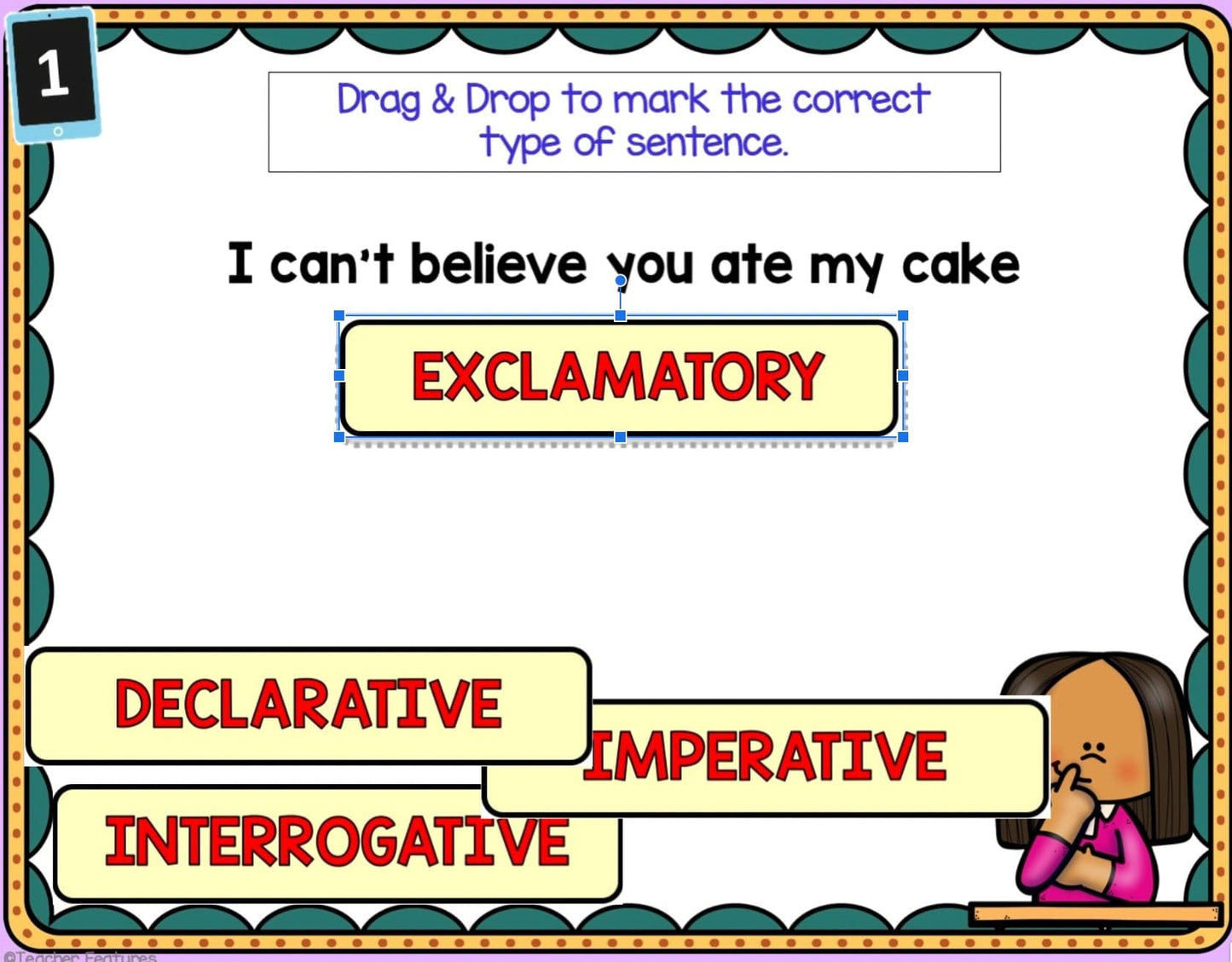 4 TYPES OF SENTENCES 1st Grade Grammar Practice Google Slides Digital Download Teacher Features