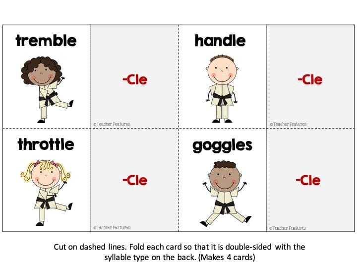 6 SYLLABLE TYPES CVVC Cle VCCCV SYLLABLE DIVISION Rules & Games KARATE THEME Digital Download Teacher Features