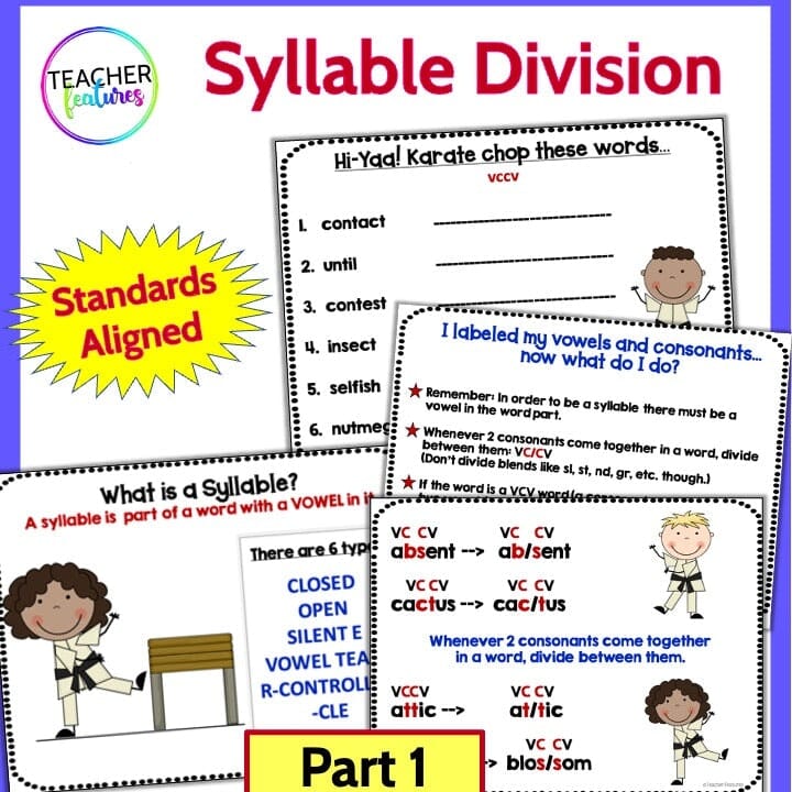 6 SYLLABLE TYPES Open & Closed SYLLABLE DIVISION GAMES Digital Download Teacher Features