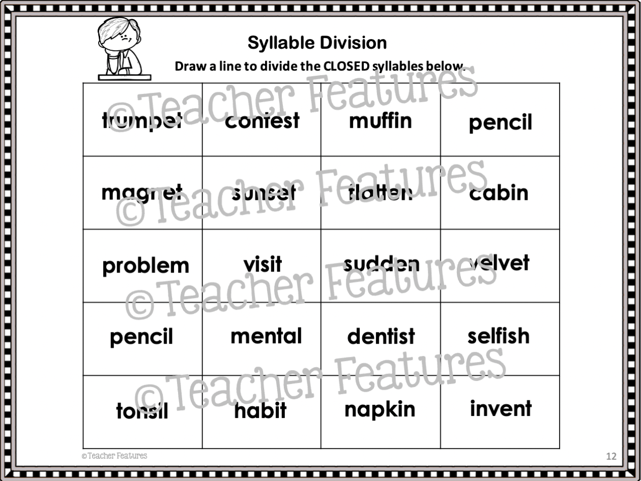 Decoding MULTISYLLABIC WORDS 6 Syllable Types SYLLABLE DIVISION Aligned to SoR - Teacher Features