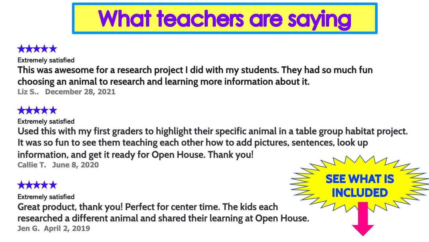 ANIMAL REPORTS Research Writing Project Google Slides Digital Download Teacher Features