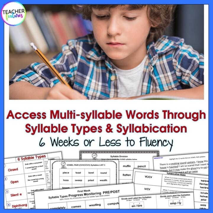 Decoding MULTISYLLABIC WORDS 6 Syllable Types SYLLABLE DIVISION Aligned to SoR Digital Download Teacher Features