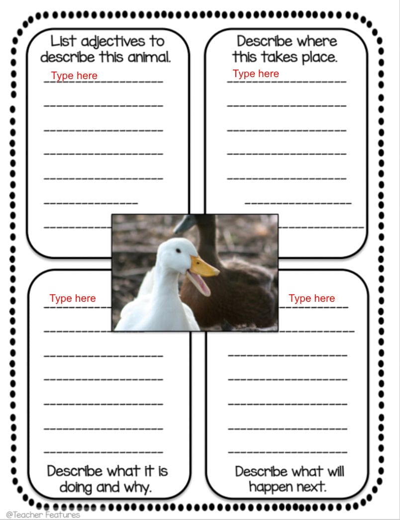 DESCRIPTIVE WRITING PROMPTS Writing Activities GOOGLE SLIDES Digital Download Teacher Features