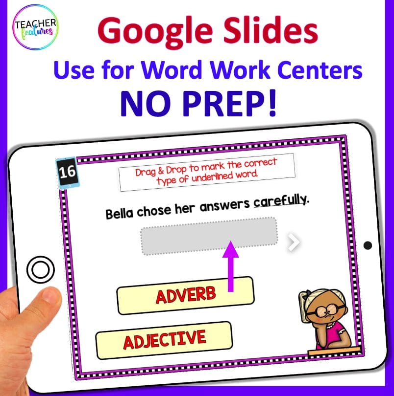 GOOGLE SLIDES 2nd Grade Parts of Speech ADVERB & ADJECTIVES Digital Download Teacher Features
