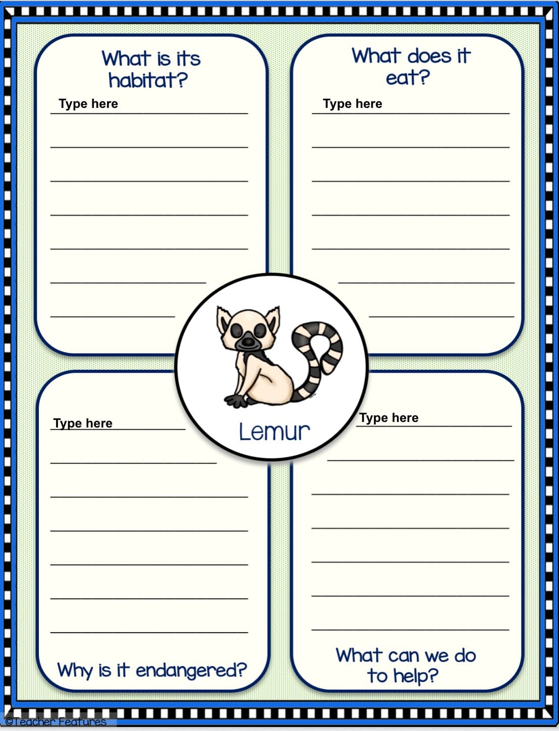 Google Slides ENDANGERED ANIMAL REPORTS Research Writing Project Digital Download Teacher Features