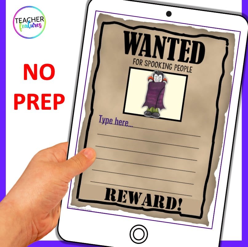 HALLOWEEN DESCRIPTIVE WRITING WANTED POSTERS Google Slides Digital Download Teacher Features