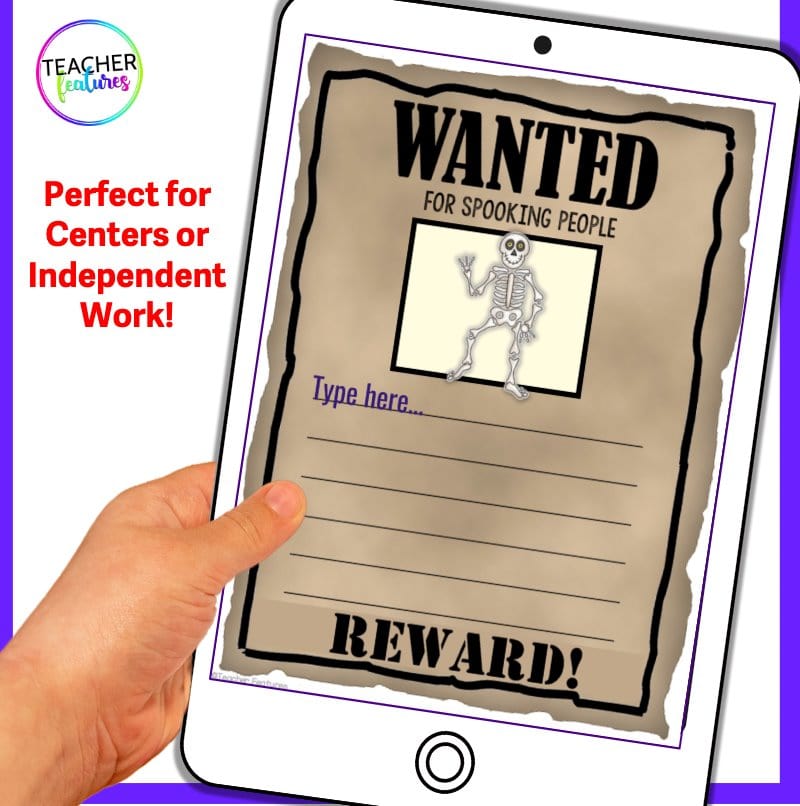 HALLOWEEN DESCRIPTIVE WRITING WANTED POSTERS Google Slides Digital Download Teacher Features