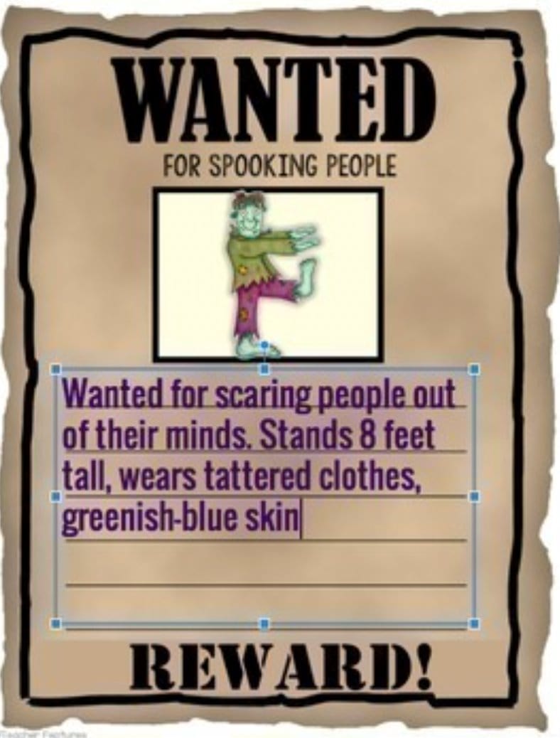 HALLOWEEN DESCRIPTIVE WRITING WANTED POSTERS Google Slides Digital Download Teacher Features