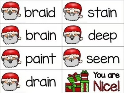 LONG VOWEL TEAMS Phonics Game CHRISTMAS WITH SANTA - Teacher Features