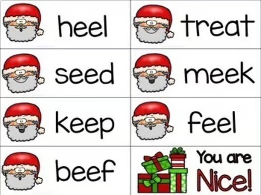 LONG VOWEL TEAMS Phonics Game CHRISTMAS WITH SANTA - Teacher Features