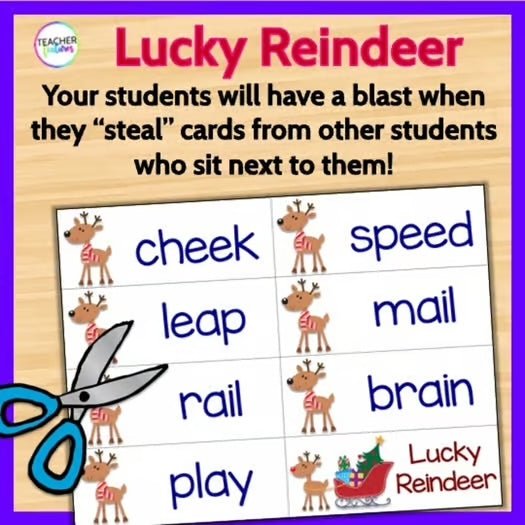 LONG VOWEL TEAMS Phonics Game LUCKY REINDEER - Teacher Features