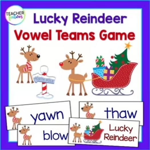 LONG VOWEL TEAMS Phonics Game LUCKY REINDEER - Teacher Features