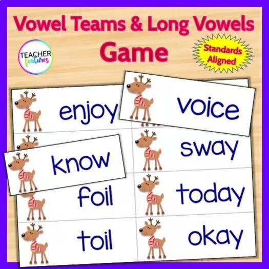 LONG VOWEL TEAMS Phonics Game LUCKY REINDEER - Teacher Features