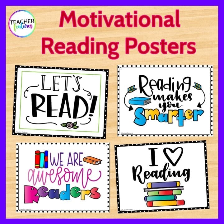 MOTIVATIONAL READING POSTERS Classroom Decor & Bulletin Boards Digital Download Teacher Features