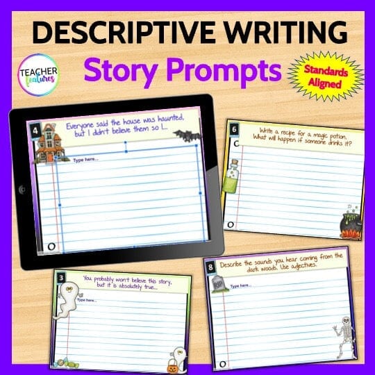 October Writing HALLOWEEN STORY PROMPTS 2ND & 3RD GRADE Google Slides Digital Download Teacher Features