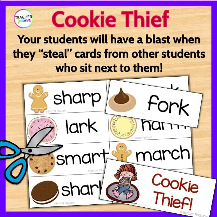 PHONICS GAME Bossy R Controlled Vowels Cookie Thief Digital Download Teacher Features