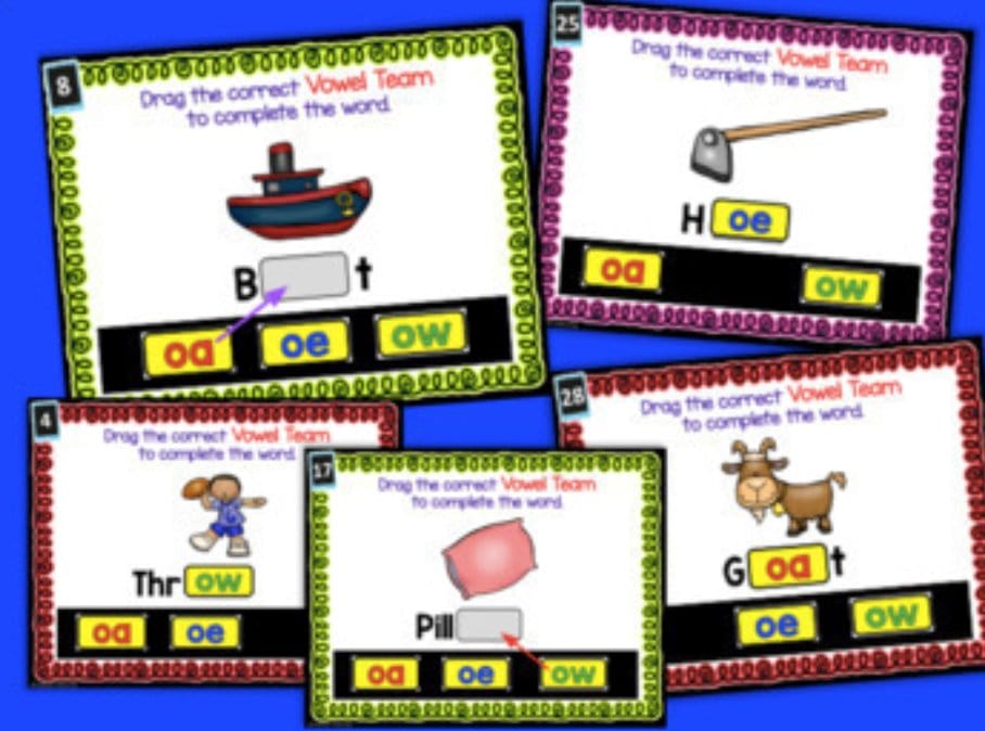 PHONICS REVIEW 2ND GRADE LONG VOWEL TEAMS Google Slides Bundle Digital Download Teacher Features