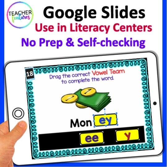 PHONICS REVIEW 2ND GRADE LONG VOWEL TEAMS Google Slides Bundle Digital Download Teacher Features