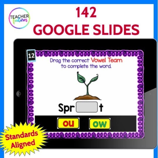 PHONICS REVIEW 2ND GRADE LONG VOWEL TEAMS Google Slides Bundle Digital Download Teacher Features