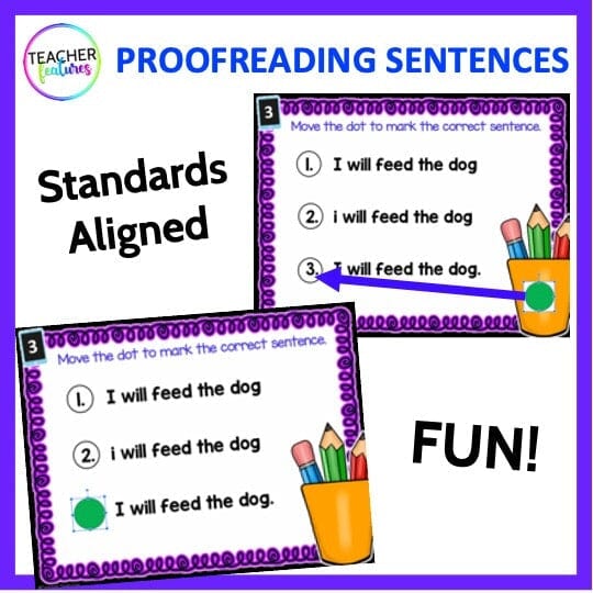 PROOFREADING SENTENCES PRACTICE Google Slides VOLUME 1 Digital Download Teacher Features