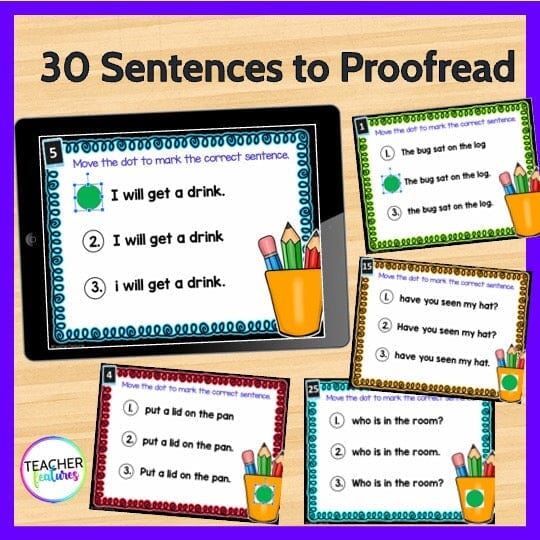 PROOFREADING SENTENCES PRACTICE Google Slides VOLUME 1 Digital Download Teacher Features