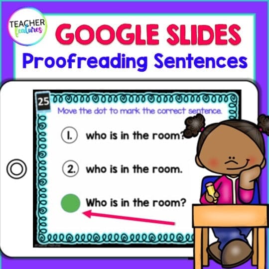PROOFREADING SENTENCES PRACTICE Google Slides VOLUME 1 Digital Download Teacher Features