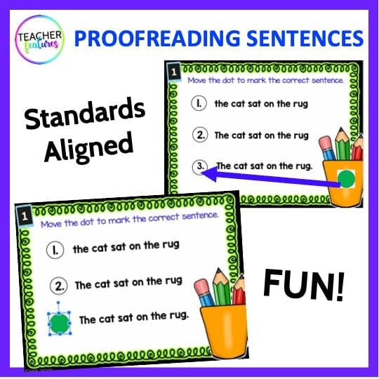 PROOFREADING SENTENCES PRACTICE Google Slides VOLUME 2 Digital Download Teacher Features