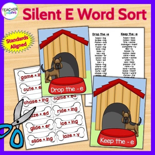 SILENT E Spelling Rules DOG-THEMED WORD SORT ACTIVITY Digital Download Teacher Features