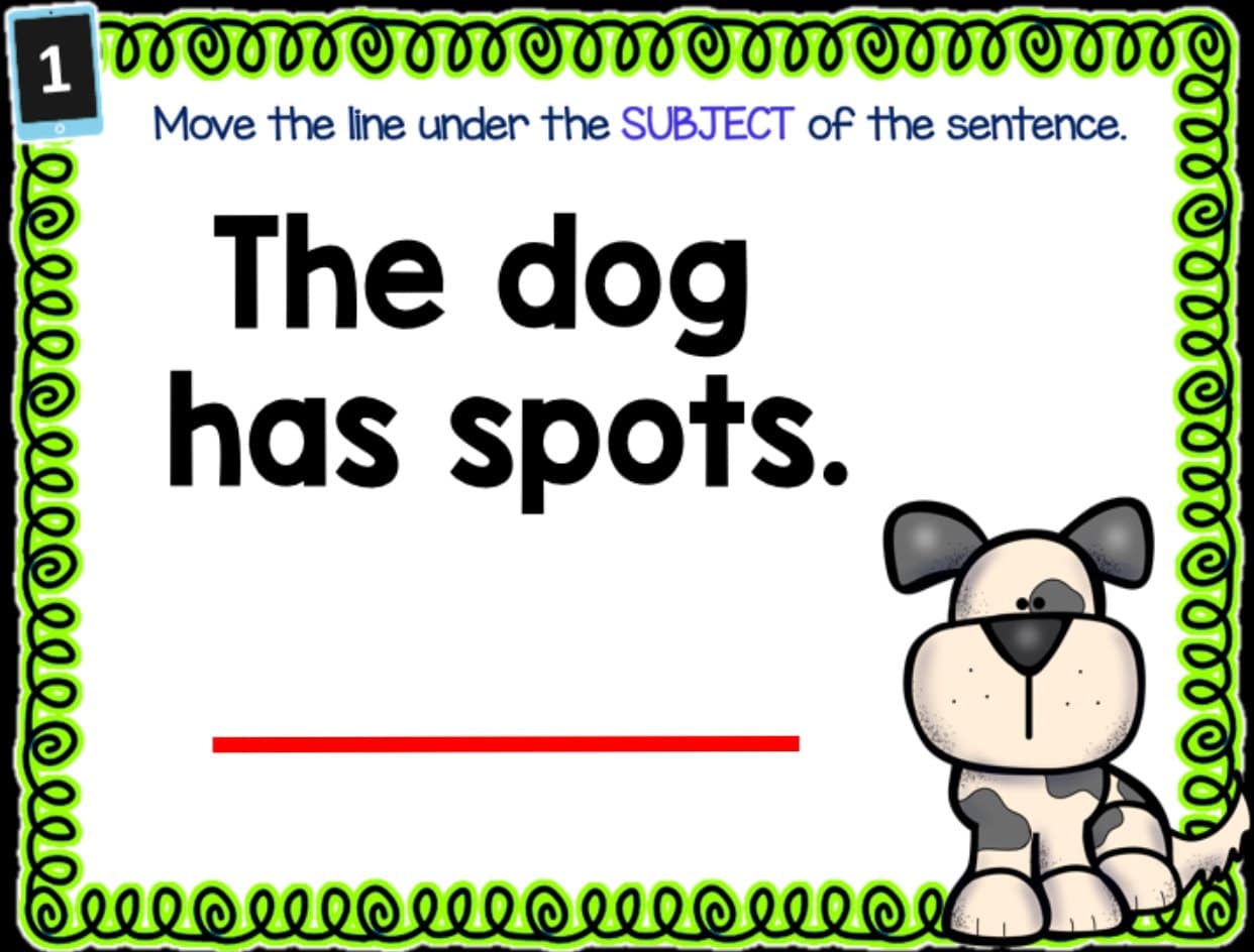 SUBJECT & PREDICATE ACTIVITIES Google Slides Volume 1 Digital Download Teacher Features