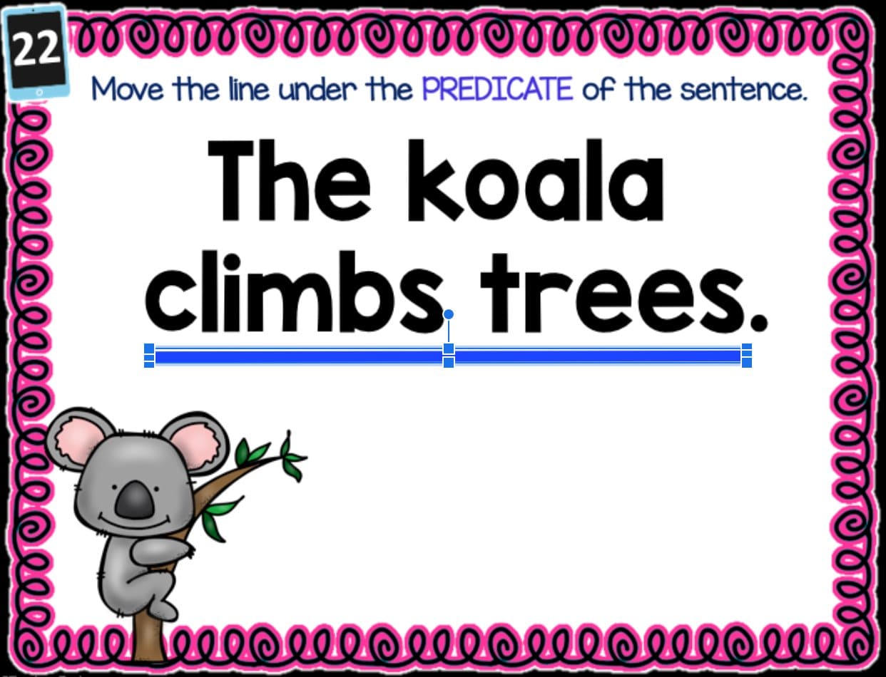 SUBJECT & PREDICATE ACTIVITIES Google Slides Volume 1 Digital Download Teacher Features