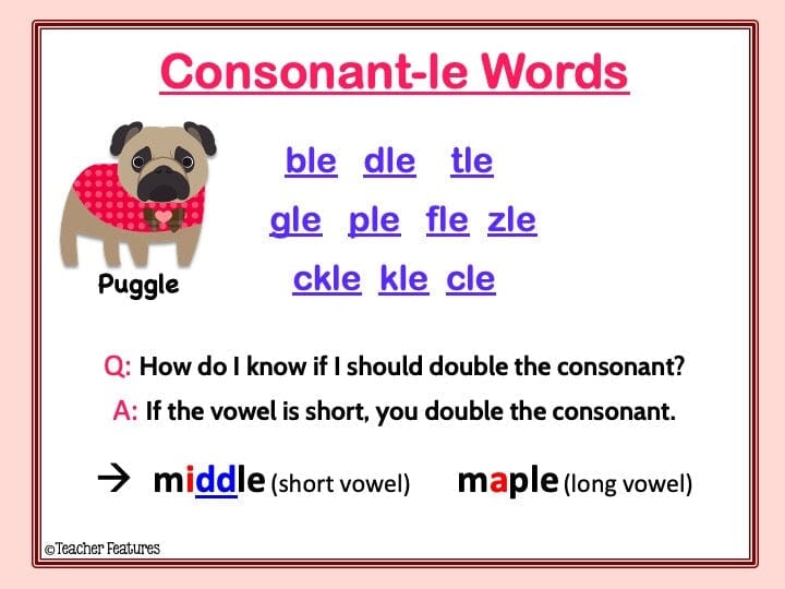 SYLLABLE GAME CONSONANT -LE & Final Stable Syllables with PUGGLE the DOG Digital Download Teacher Features