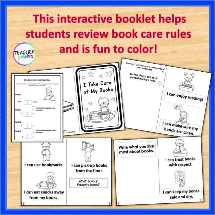 TAKING CARE OF BOOKS Elementary Book Care & Library Lessons POSTERS and BOOKLET Digital Download Teacher Features