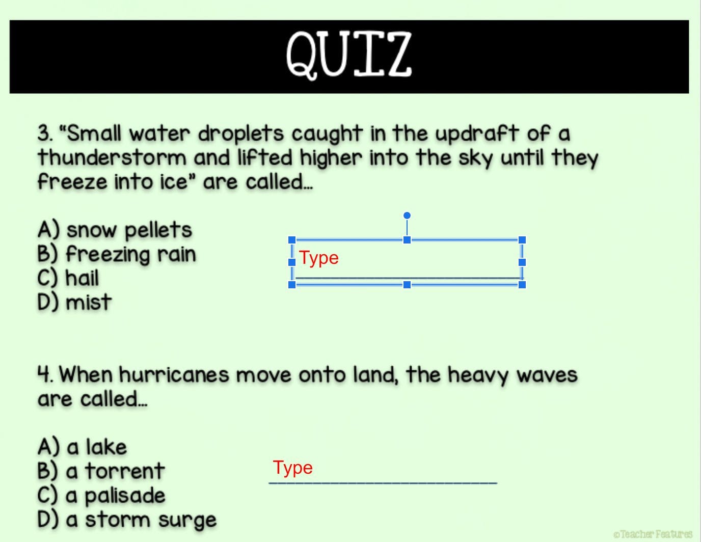 TYPES OF WEATHER & VOCABULARY Google Slides Digital Download Teacher Features