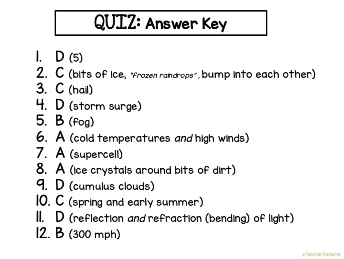 TYPES OF WEATHER & VOCABULARY Google Slides Digital Download Teacher Features