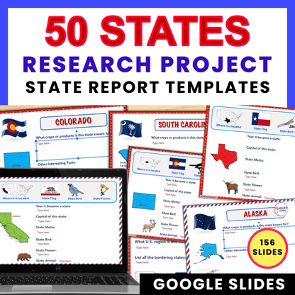50 States & Capitals Research Project | Google Slides with Graphic Organizers - Teacher Features