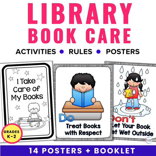 Taking Care of Books Library Posters & Interactive Booklet