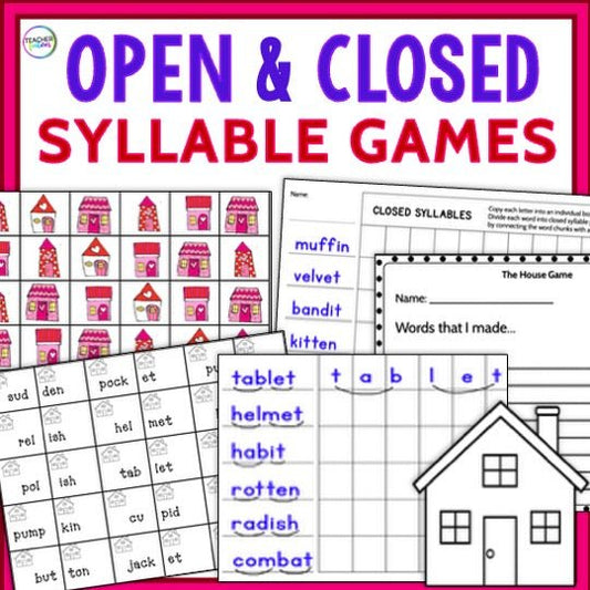 OPEN and CLOSED SYLLABLE TYPES Games & Activities (Part 1) - Teacher Features