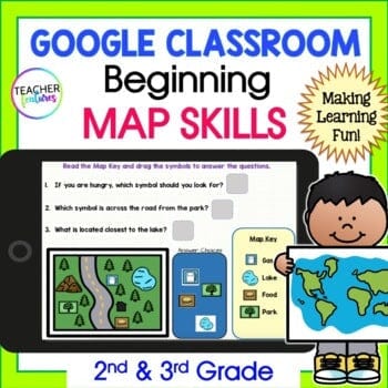 2nd & 3rd Grade MAP SKILLS & GEOGRAPHY Activities GOOGLE SLIDES Digital Download Teacher Features