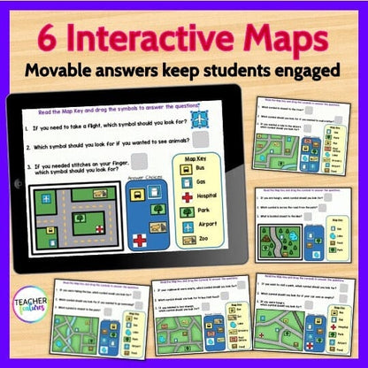 2nd & 3rd Grade MAP SKILLS & GEOGRAPHY Activities GOOGLE SLIDES Digital Download Teacher Features