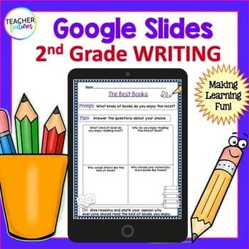 2nd GRADE Opinion Persuasive Informative Narrative WRITING PROMPTS Google Slides Digital Download Teacher Features