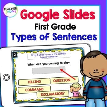 4 TYPES OF SENTENCES 1st Grade Grammar Practice Google Slides