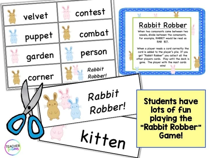 6 Syllable Types Games and Syllable Division Rules (Part 2) Digital Download Teacher Features