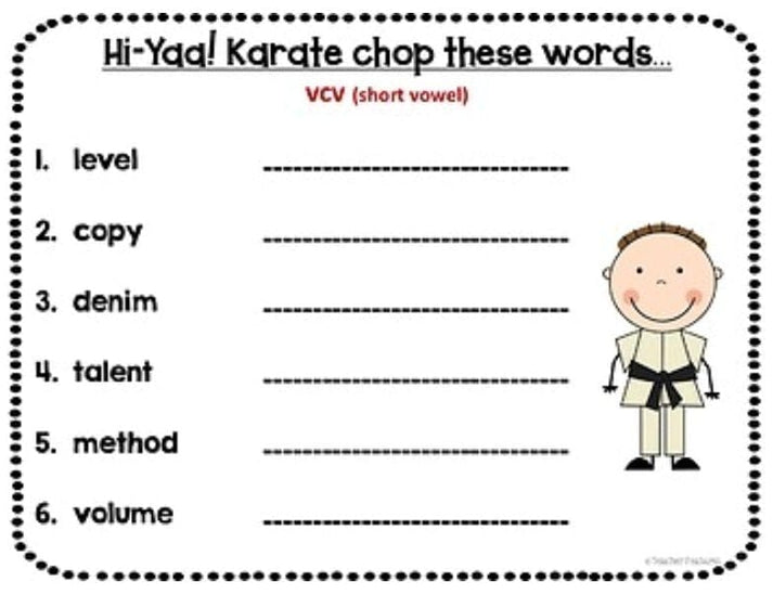 6 SYLLABLE TYPES Open & Closed SYLLABLE DIVISION GAMES