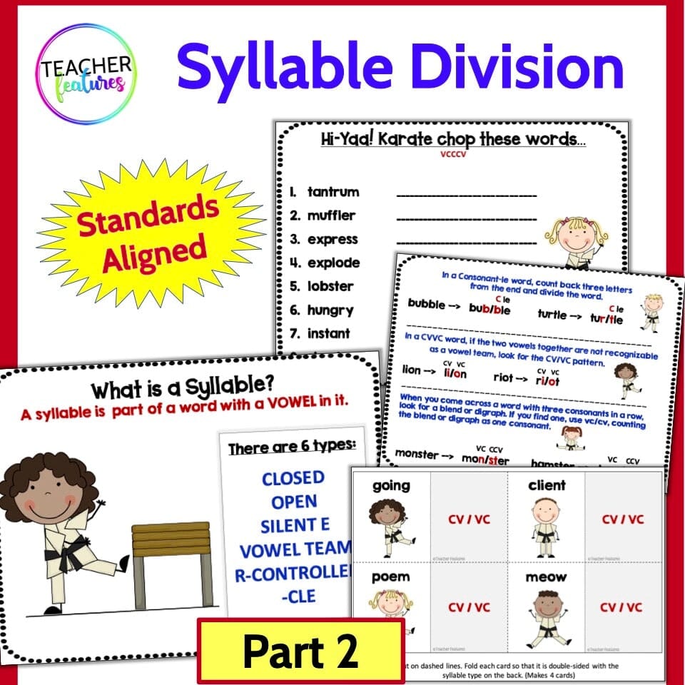 6 SYLLABLES TYPES Games & Activities SYLLABLE DIVISION Bundle Digital Download Teacher Features