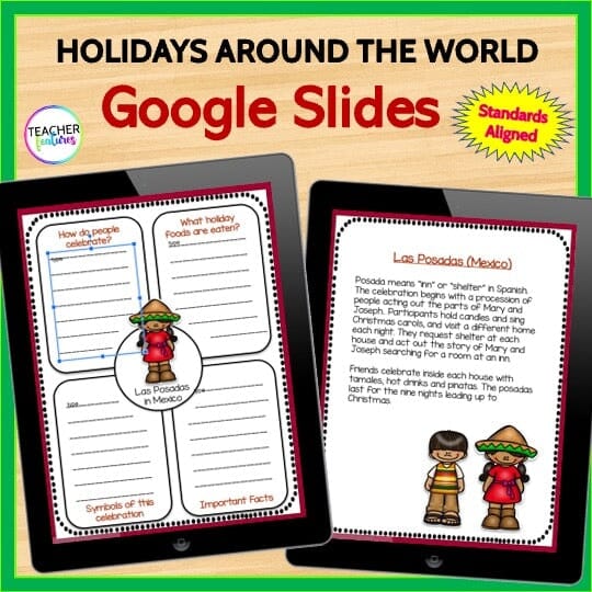 CHRISTMAS & HOLIDAYS AROUND THE WORLD December Writing Research Report GOOGLE SLIDES Digital Download Teacher Features